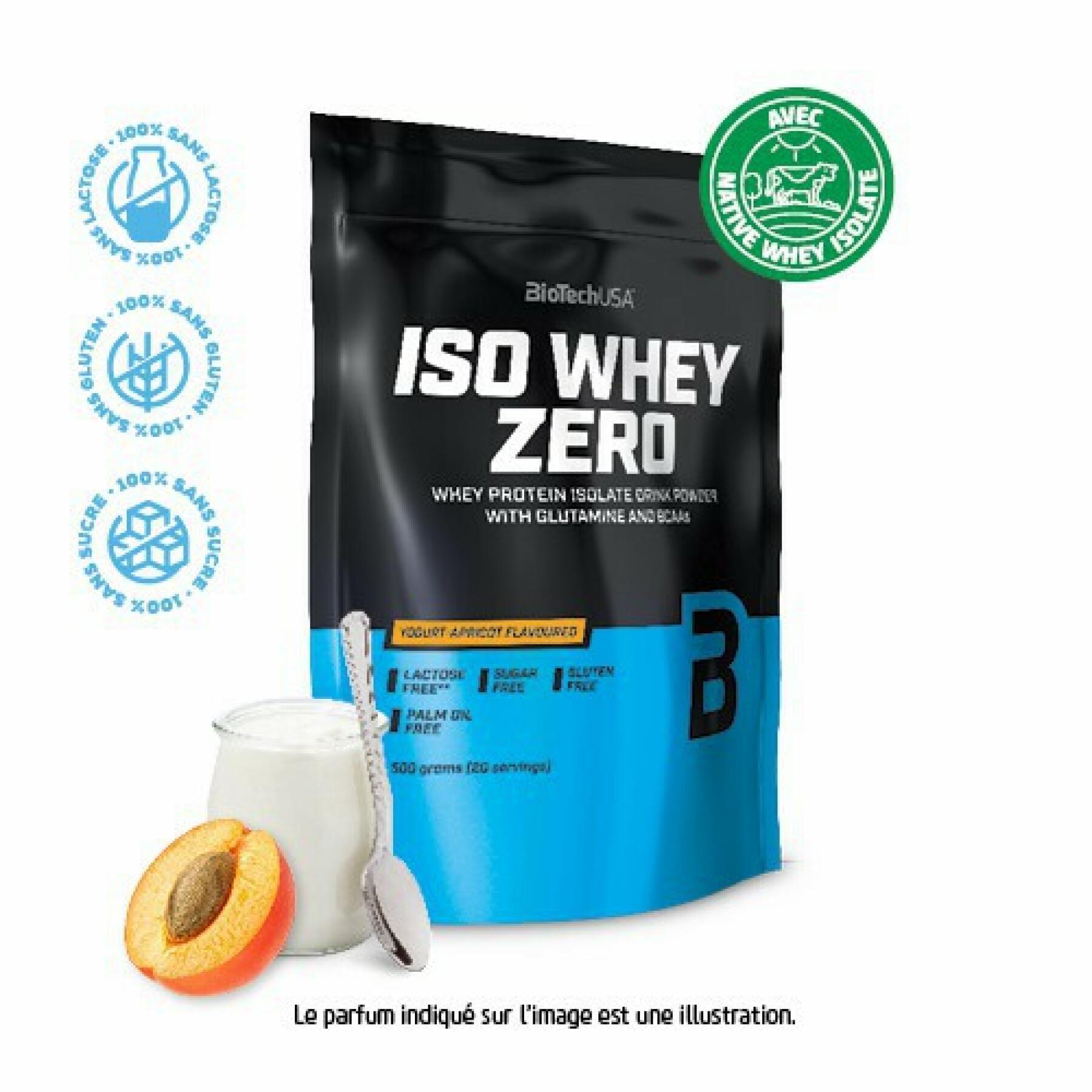 Förpackning med 10 proteinpåsar Biotech USA iso whey zero lactose free - Brioche á la cannelle - 500g