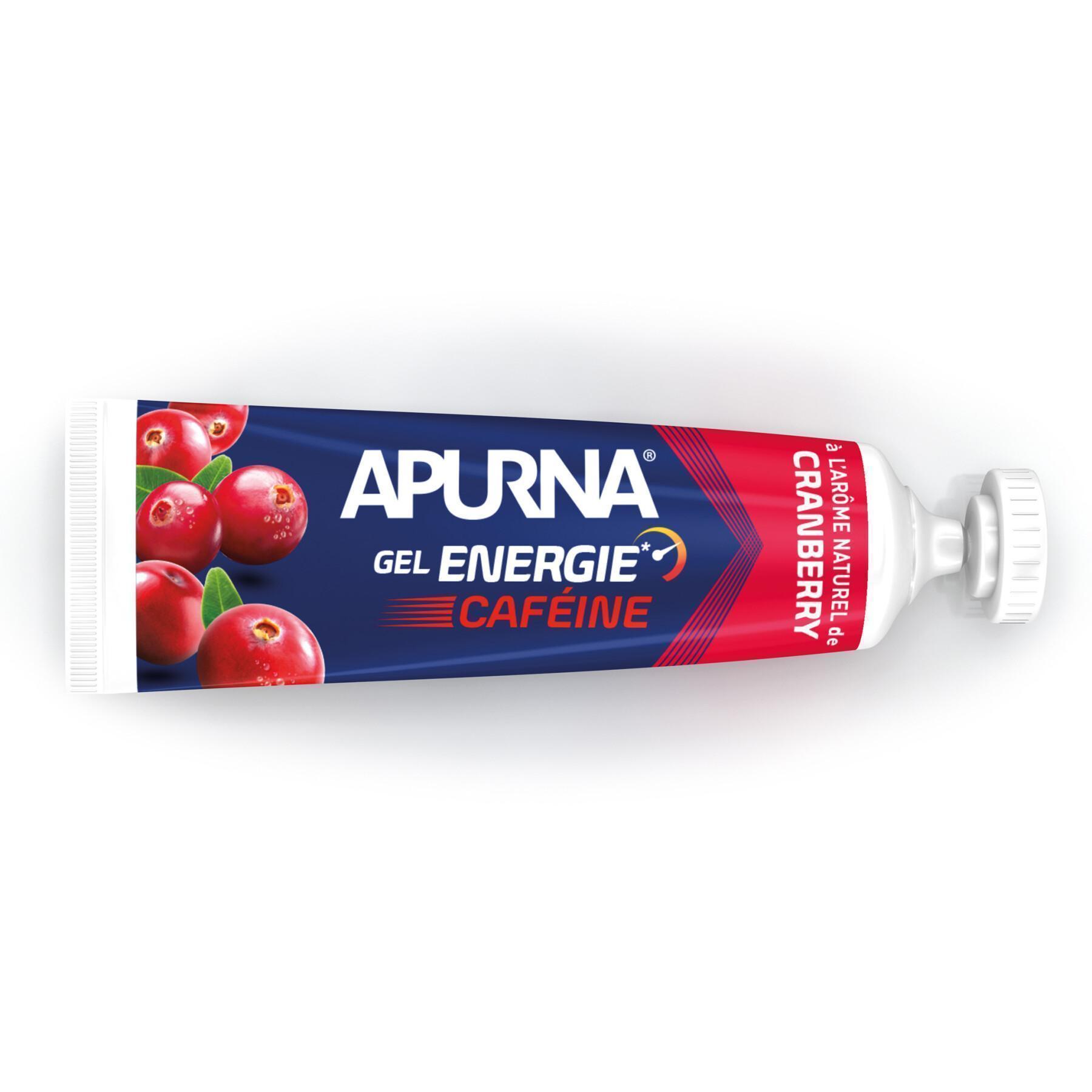 Förpackning med 25 geler Apurna Energie caféine cranberry - 35g