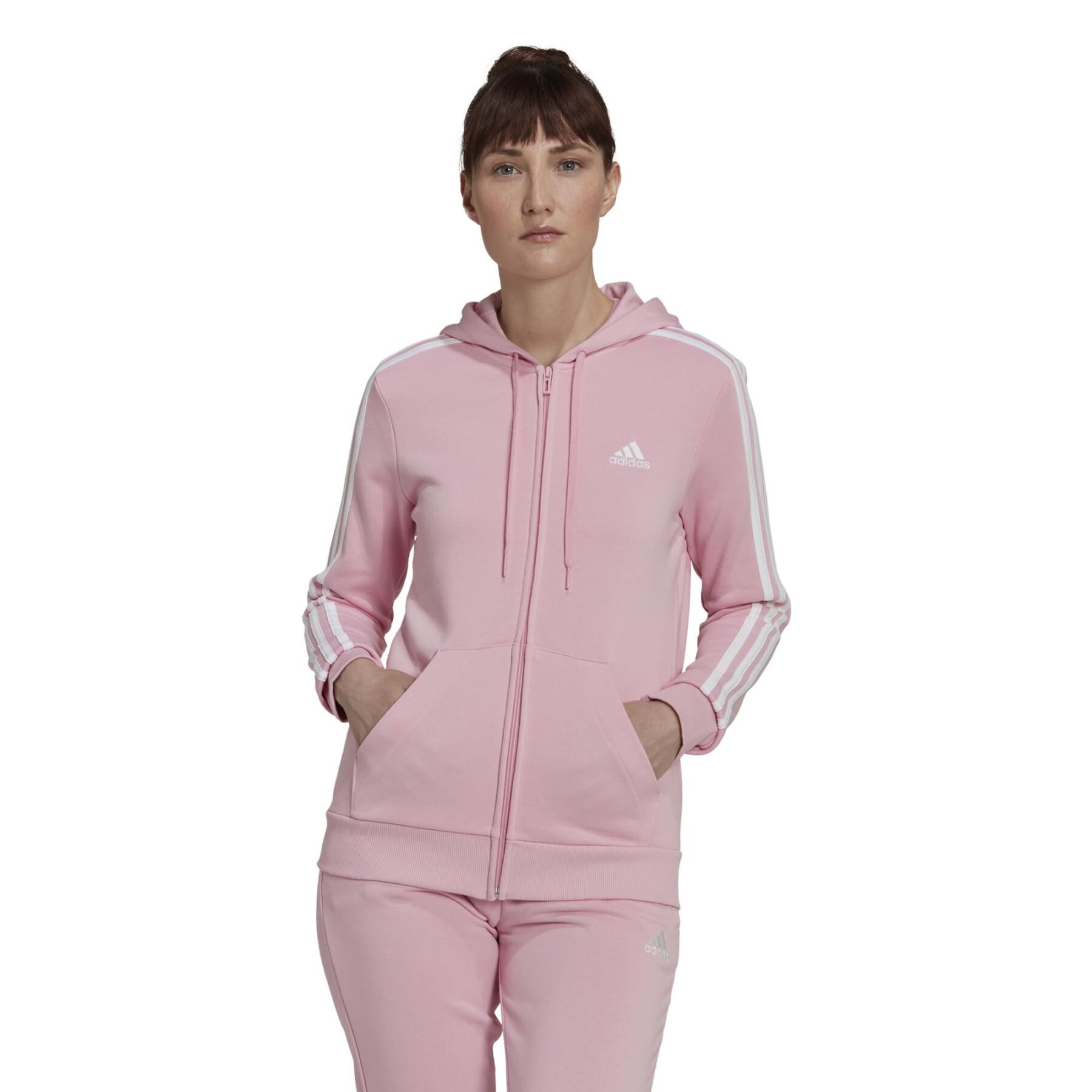 3-stripe fleece sweatshirt med dragkedja för kvinnor adidas Essentials