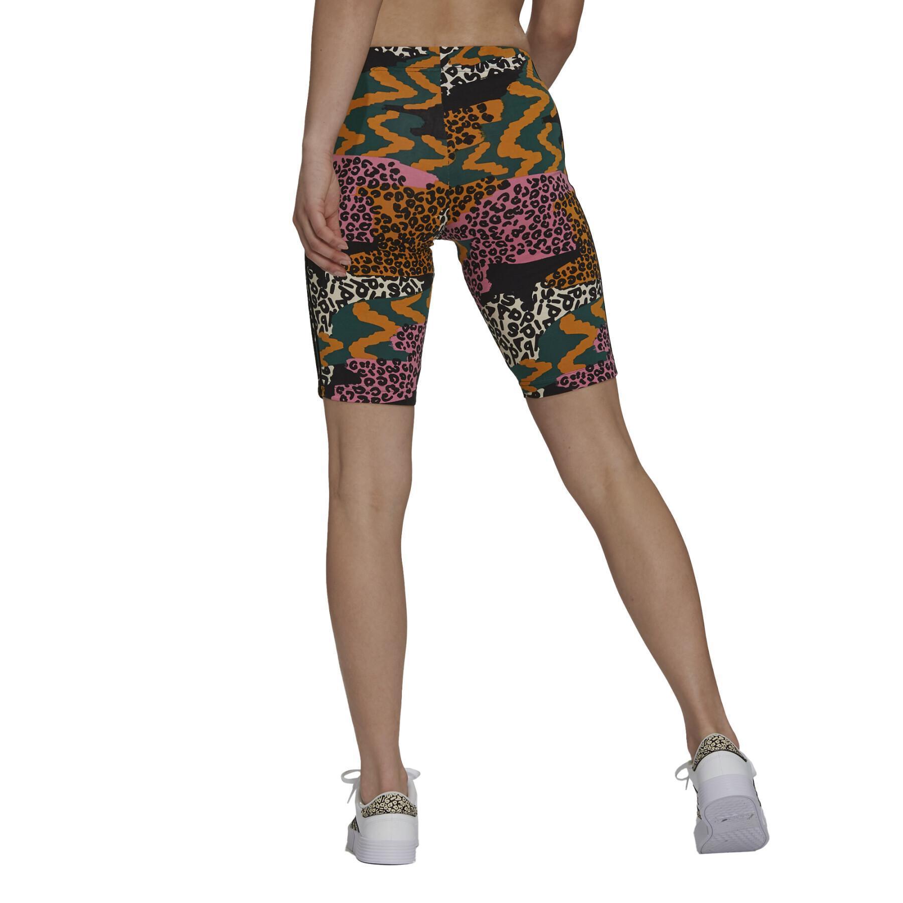Korta leggings för kvinnor adidas Cycliste FARRio 3-Stripes Print Cotton