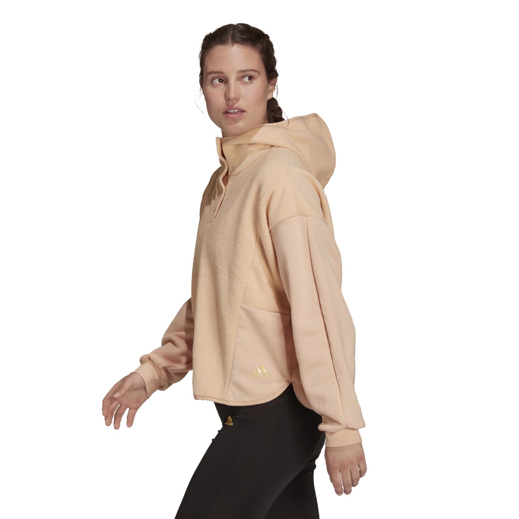 Sweatshirt för kvinnor adidas Essentials Golden Logo Sherpa