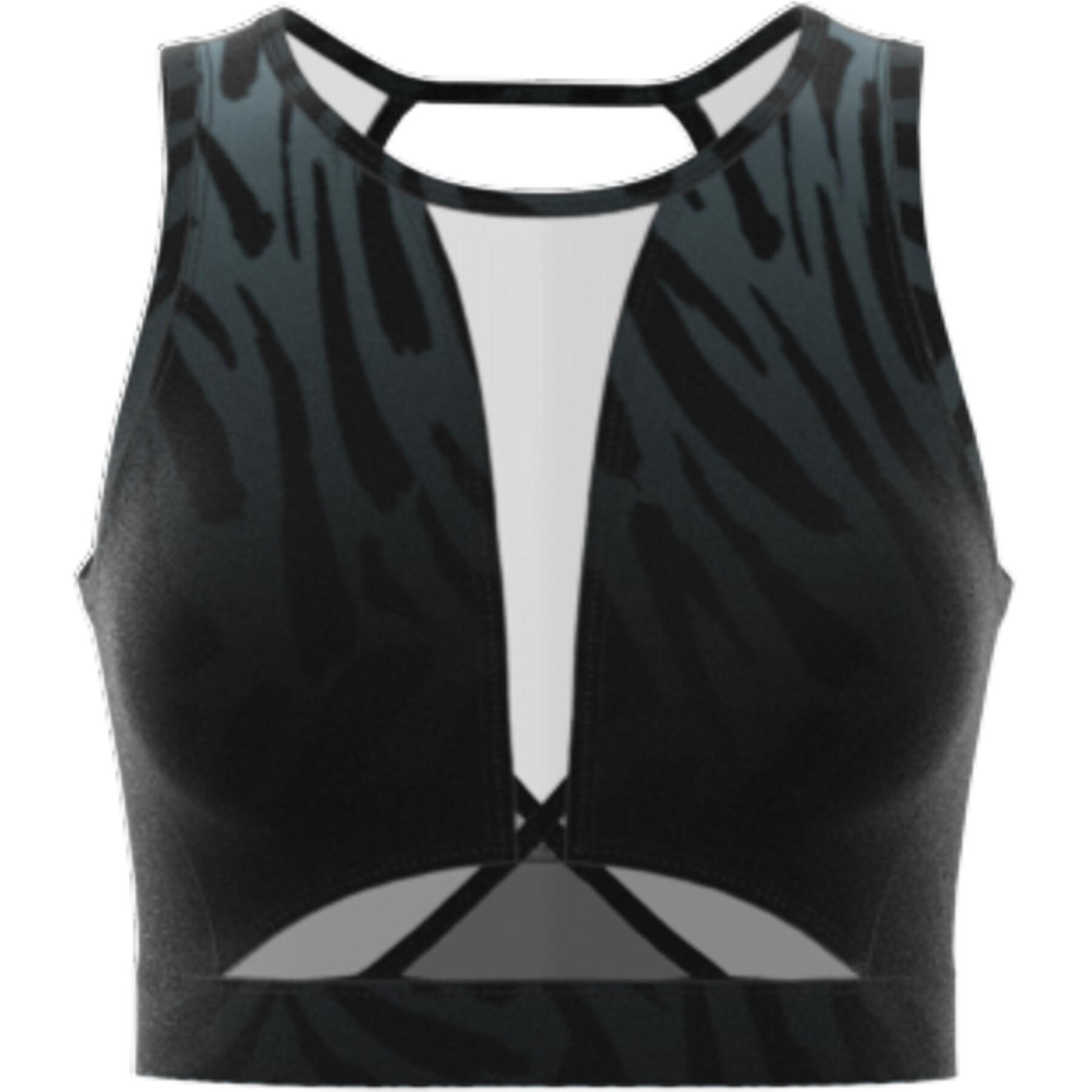Behå för kvinnor adidas Training Light-Support Long-Line Tiger-Print