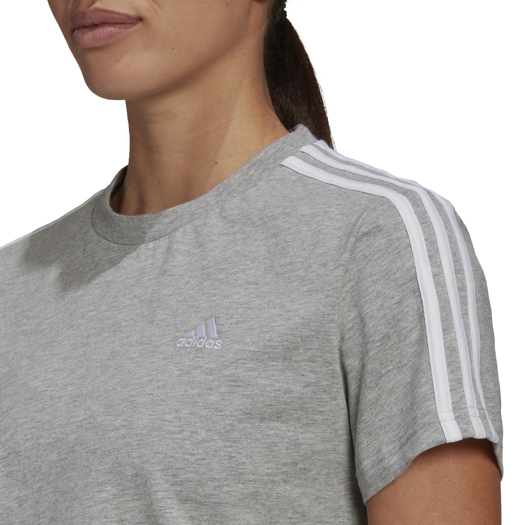 T-shirt för kvinnor adidas Essentials Loose 3-Stripes Cropped