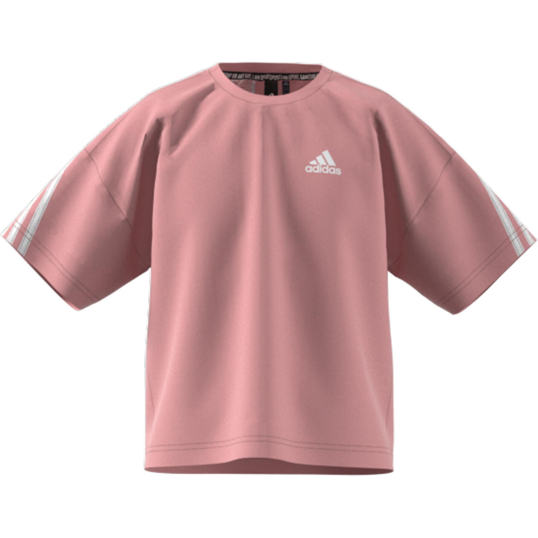 T-shirt för flickor adidas Organic Cotton Future Icons Sport 3-Stripes Loose