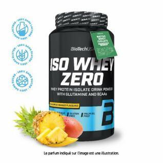 Förpackning med 6 proteinburkar Biotech USA iso whey zero lactose free - Ananas-mangue 908g