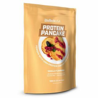 Förpackning med 10 snackpåsar med proteinpannkaka Biotech USA - Vanille - 1kg